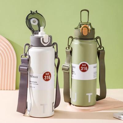 1000ml pružinový uzávěr Velkokapacitní vakuová nádoba 316 Nerezový šálek na kávu Přenosná venkovní sportovní láhev na vodu