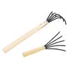 Garden Hand Rake 5 Steel Tines Wooden Handle Ergonomic Design Claw Cultivator for Tilling Loosening 