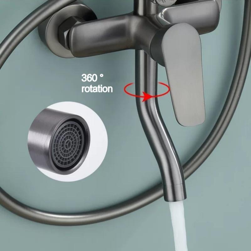 Ensemble de Douche de Salle de Bain 3 Fonctions Robinet de Douche Mélangeur Chaud Froid de Salle de Bain Ensemble Complet Système de Robinet de Douche à Effet Pluie Montage Mural