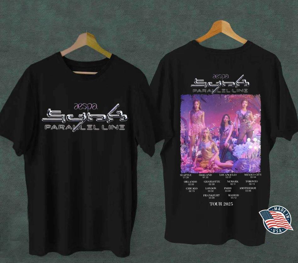 Aespa Synk Parallel Line World Tour 2026 T-shirt size S-5XL S