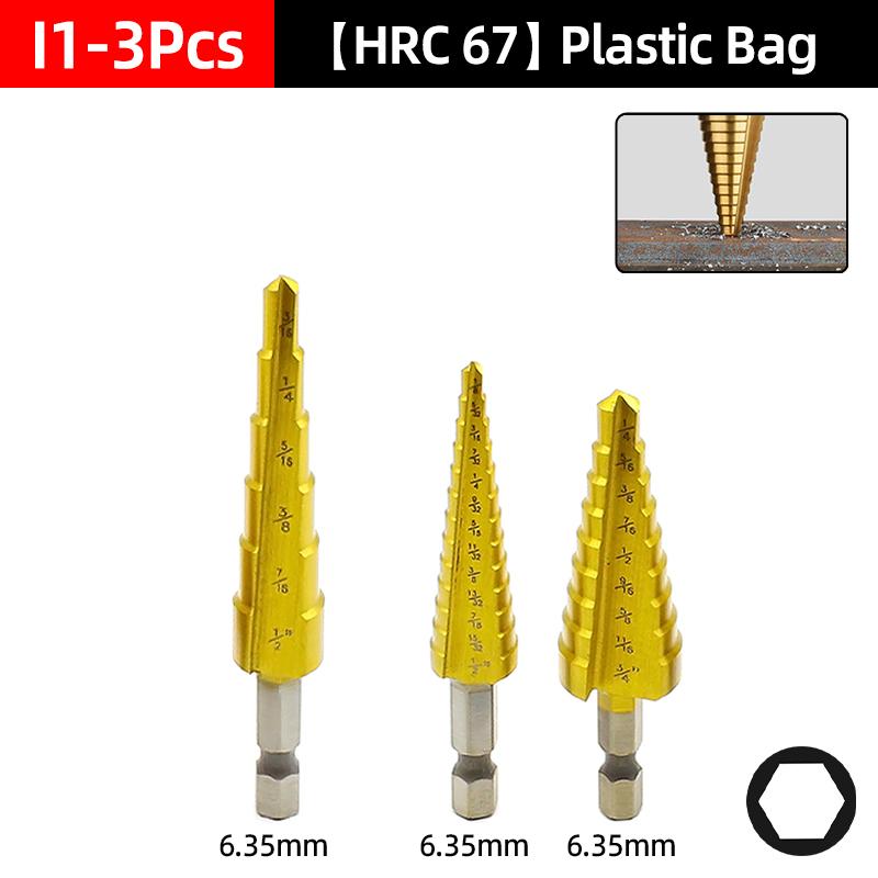 HSS Titanium Step Drill Bit Set For Metal Wood Punch Hole Cutter Conical Stage Stepped Drills Power Tools 3-12 4-12 4-20 4-32mm