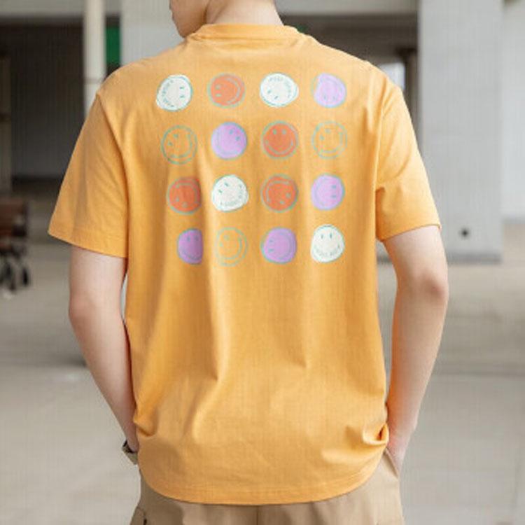 Adidas Neo Smiley Print Sport Crew Neck Retro American Dopamine T-Shirt Men Tops Orange-Yellow GP5789