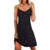 Fashion Womens Loose V-Neck Foil Stamping Mesh   Gradient Print Cover Hip Dress