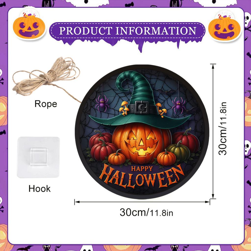 Halloween LED Light Up Hanging Sign for Home Decor (Batteries Not Included)
