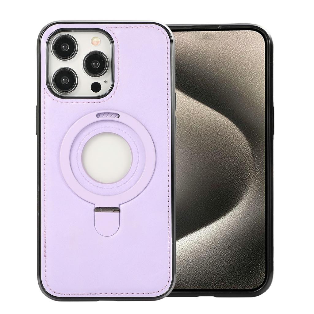 For iPhone 13 Pro Max Case Magnetic Kickstand PU Leather Coated PC + TPU Phone Cover