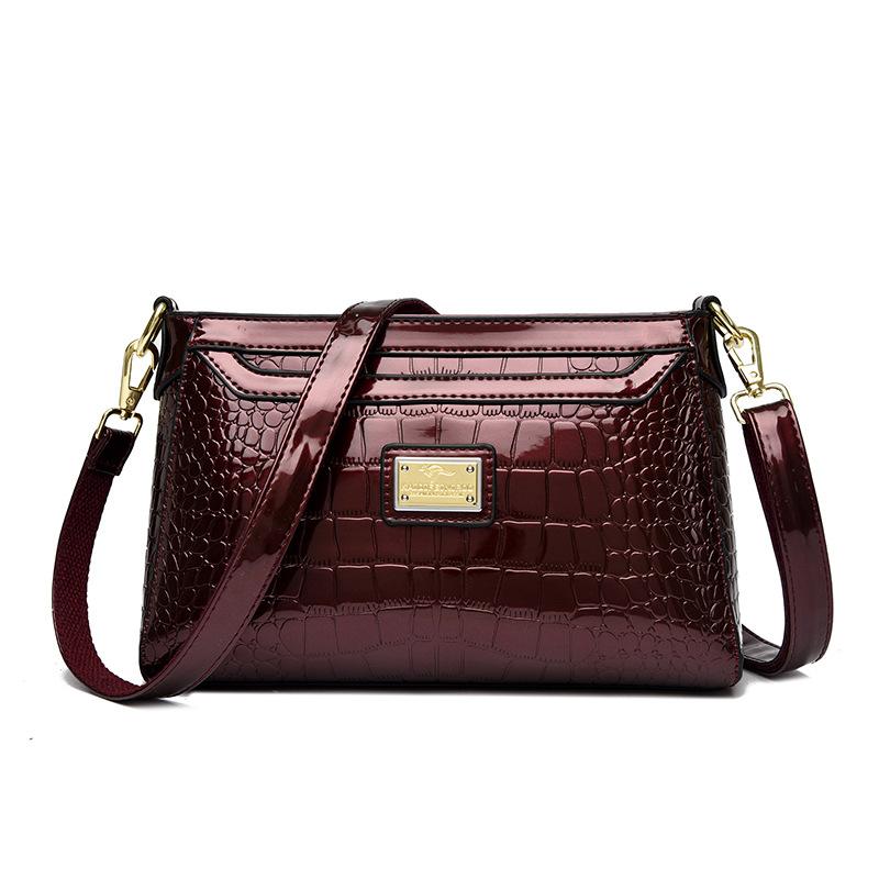 Fasjonabel Krokodillemønstret Enskulder Crossbody Håndveske og Enkel Øglemønstret Messenger Bag