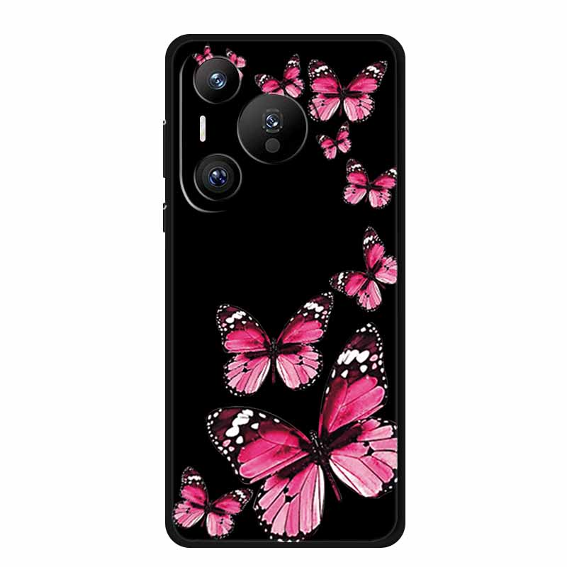 Black Silicone Case For Huawei Pura 70 Pro Case Cartoon Cat Soft Back Cover For Honor 400 Pro 5G Phone Case 400Pro Coque Funda