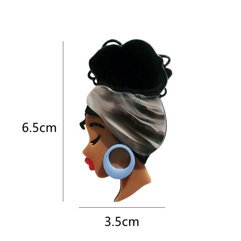 Blucome New Design Unique Lady Figure Acrylic Pins For Women Girls Brooches Lapel Badges Bag Decorations Party Dress Jewelry