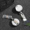 1pc Clip Anti-Lost Clip Metal ID Name Card Retractable Key Ring Badge Holder Lanyards