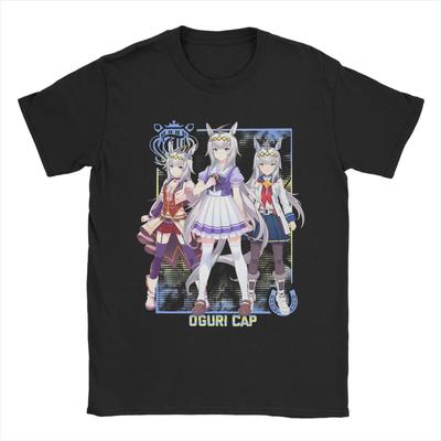 Men Oguri Cap Uma Musume Anime T Shirt  Pure Cotton Clothes Vintage Short Sleeve Crewneck Tee Shirt Summer T-Shirts
