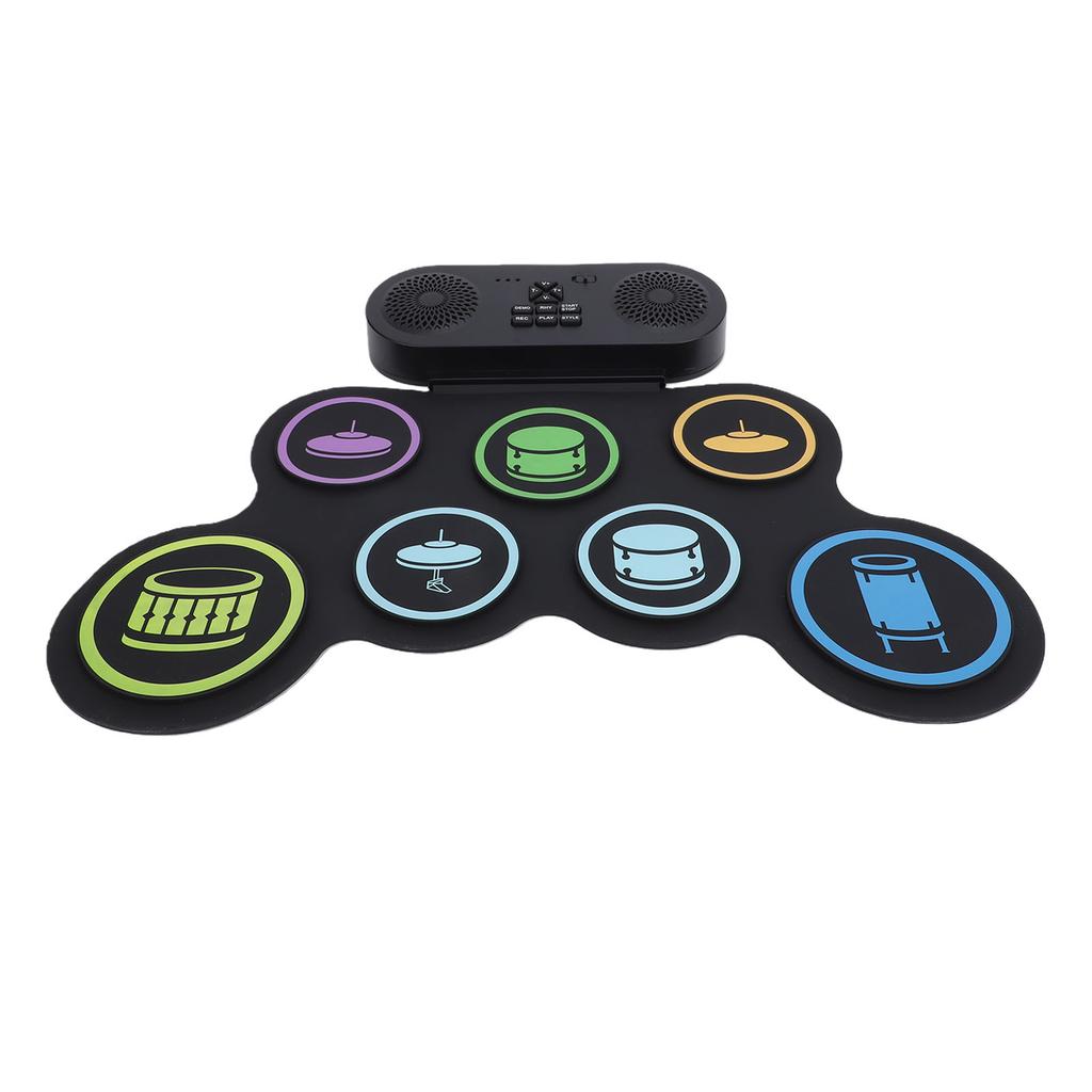 Electronic Drum Set Rechargeable Portable Silicone 9 Drums Practice Pad with Drumsticks Headphone Jack Built in Dual