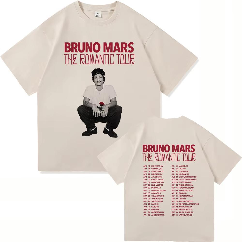 2026 The Romantic Album T Shirt Bruno Mars The Romantic Tour Men Women Clothing Vintage Harajuku High Quality Cotton Tshirts