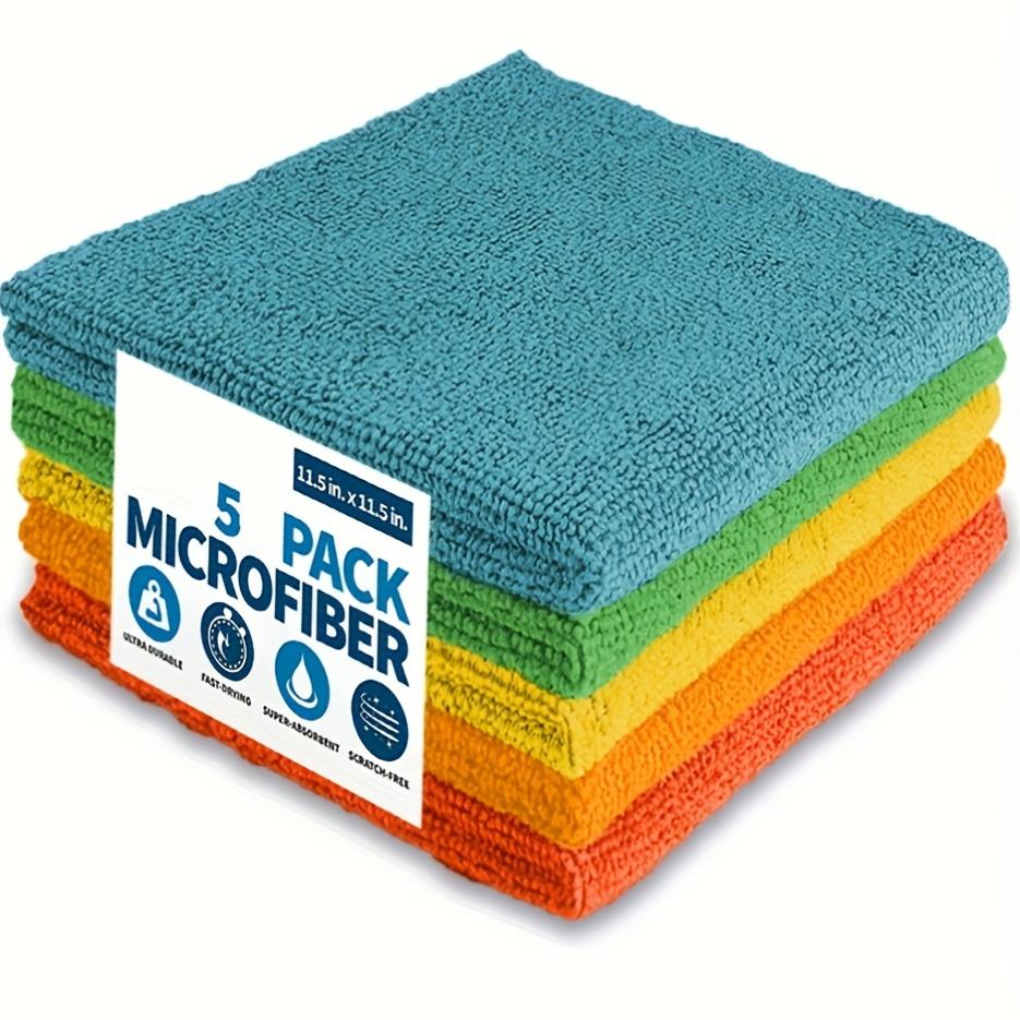 Microfiber Cleaning Cloths - Polyester, multi-surface streak-free. For outdoor, bathroom, kitchen, patio. Super absorbent, versa 5pcs