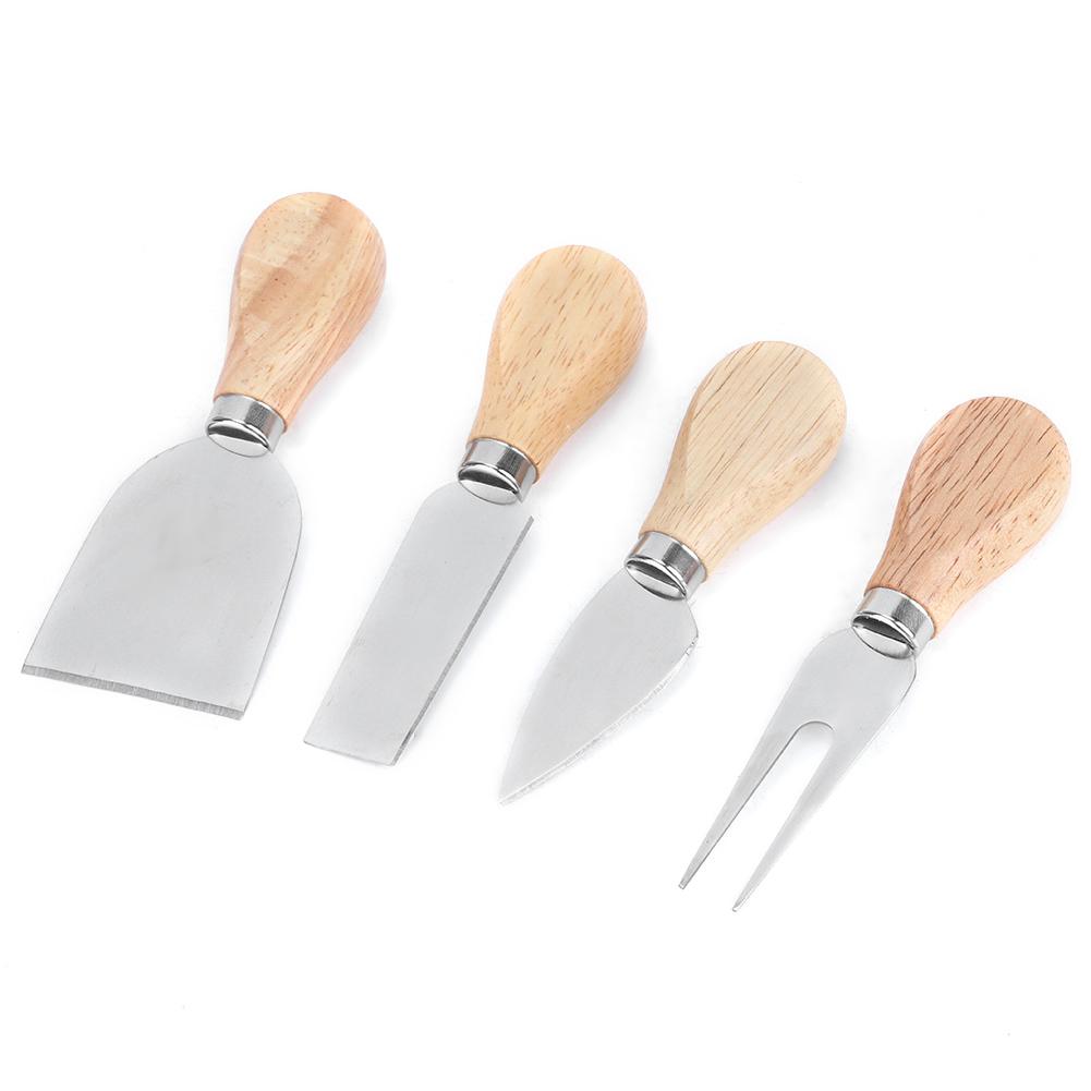 4PCS/Set Stainless Steel Cheese Knives Wood Handle Cheese Cutting Knife Cutter Set Kitchen Tools