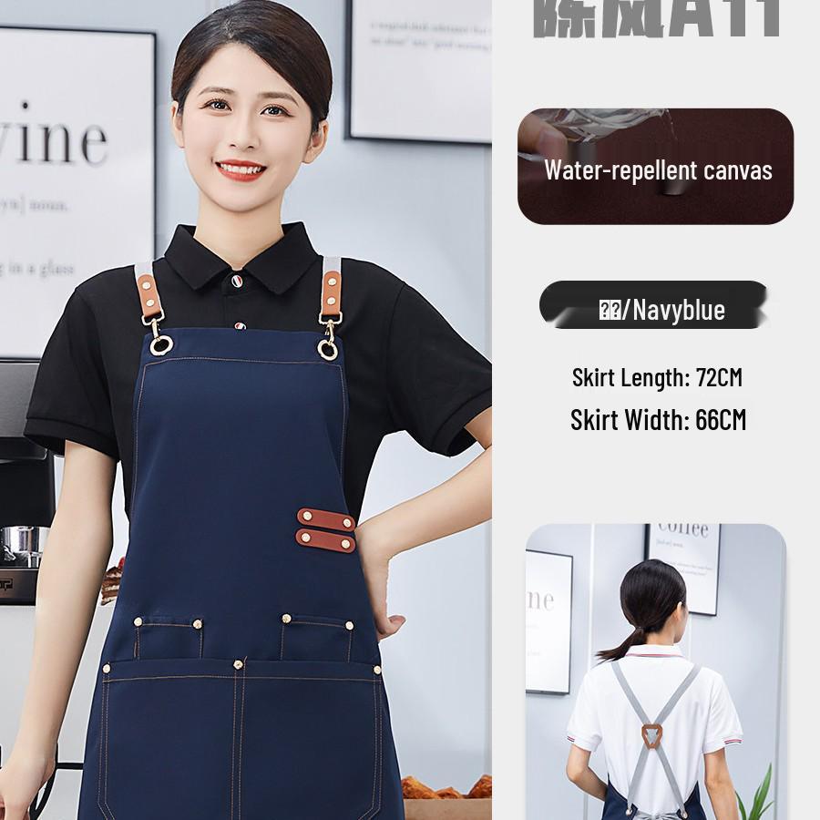 Anpassad Canvas Midjeförkläde - Barista, Mjölkte, BBQ, Catering Arbetskläder för Kvinnor