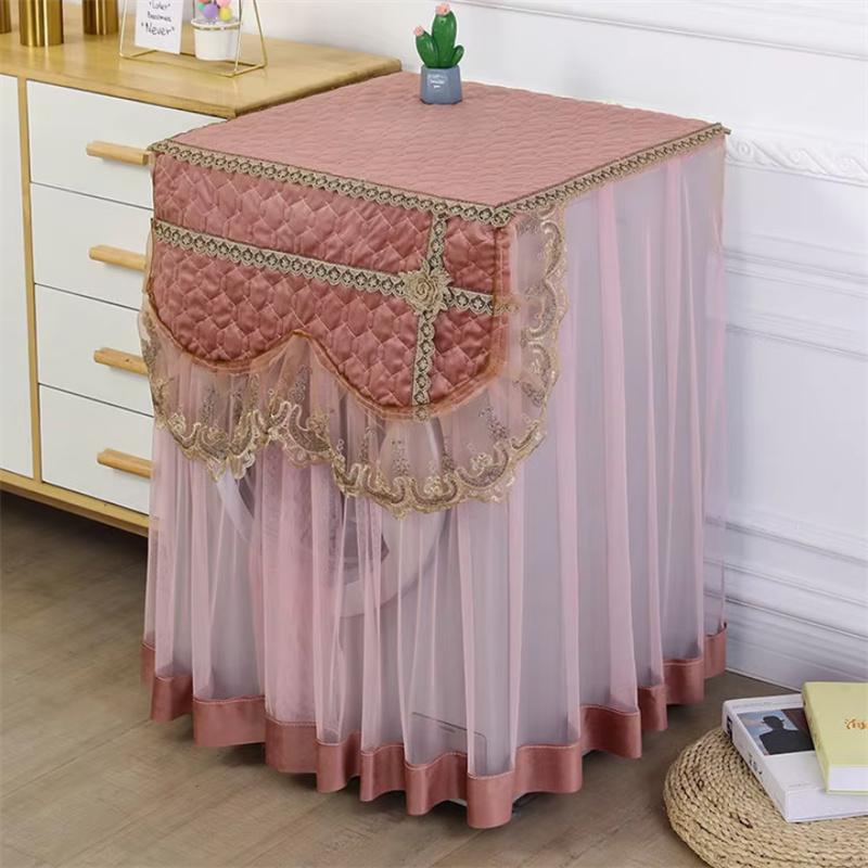 New Home Drum Washing Machine Dust Cover Romantic Lace Washing Machine Cover Universal Fully Automatic Washing Machine Cover about 60x60x80cm