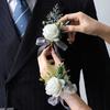 Wedding Chest Flower, Groom Bride Wedding Bridesmaid Wrist Flower, Wedding Accessory, Rose Ribbon Simulation Flower, Wreaths