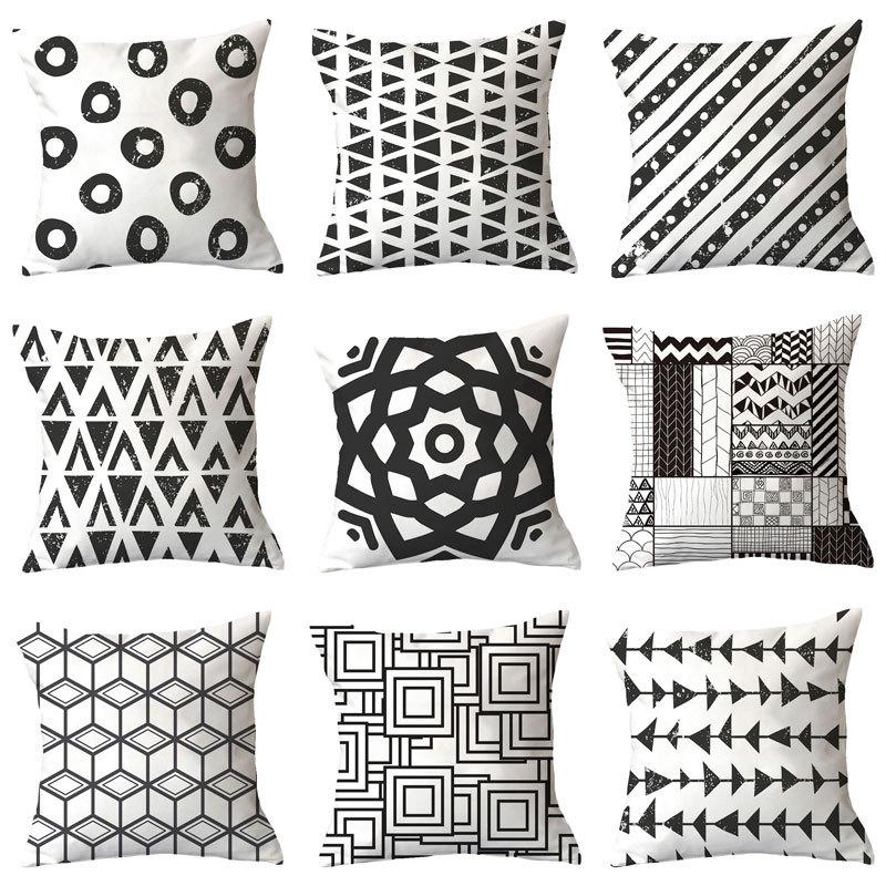 Simple New Square Geometric Plush Pillowcase Home Fabric Sofa Pillow Cushion Cover