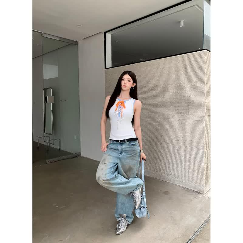 Women s Color-block Strappy Sleeveless Top M