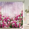 3d Tulip Fresh Flowers Shower Curtains Bathroom Waterproof Floral Bath Curtain Polyester Cloth With Hooks Decorative Bath Screen