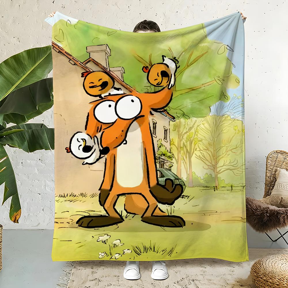 T-TheBigBadFoxAndOtherTales Throw Flannel Throw Blanket,Bed Home Office Nap Blanket Travel,Camping,Picnic Blanket Soft Decor 75X95CM