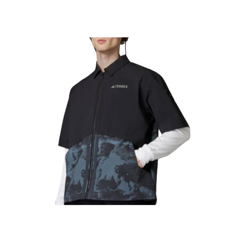 Adidas SS25 Terrex Comfortable Fashion Simple Skin-Friendly Outdoor Short Sleeve Shirt Men Shirts Black JD5947