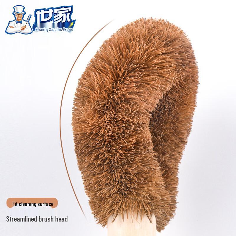 Natural Coconut Palm Long Handle Pot Scrub Brush - 2 Pack