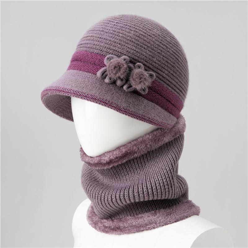 Hut Damen Herbst und Winter Fleece Warmer Hut Kältefest Gestrickter Hut Wollhut Damen