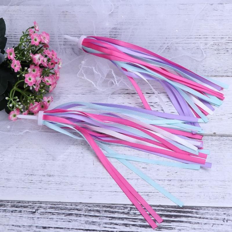 1 Pair Bicycles Ribbon Grips, Bike Streamers Set, Colorful Handlebar Tassels, Scooter Tassels Rainbow for Boys and Girls