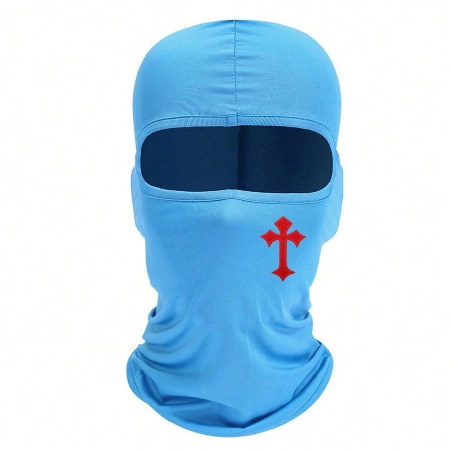 

Cross printed face mask with sun protection and breathability, ideal equipment for outdoor travel, cycling and sports One Size небесно-голубой