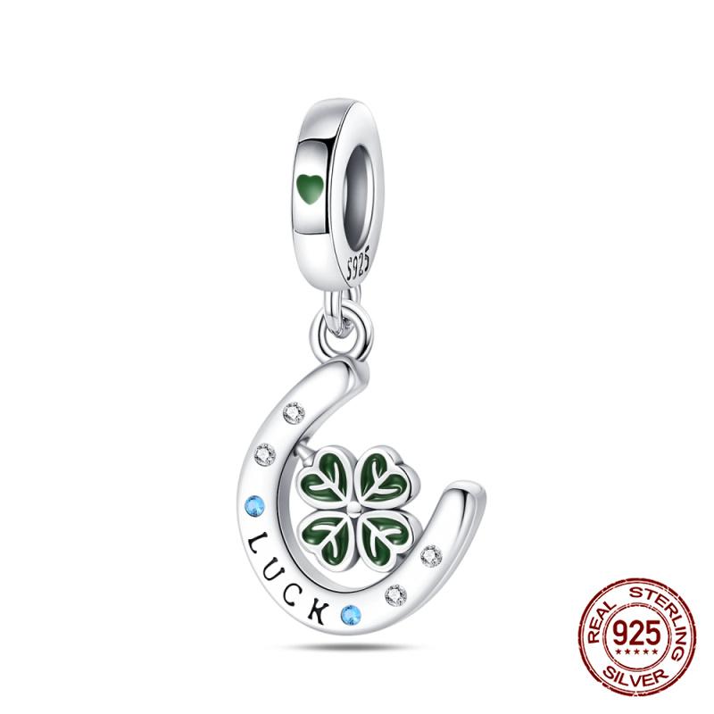 100% 925 Silver Heart Shaped Four Leaf Clover Ladybug Charms Fit Original 925 Women Bracelet DIY Jewelry Making Gift