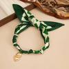 Salircon Trendy Handmade Green Silk Ribbon Love Heart Pendant Necklace for Women Elegant Adjustable Clavicle Chain Charm Jewelry