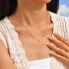 Dainty Zircon Bowknot Flower Heart Pendant Necklace for Women, Stainless Steel Gold Plated Charm Necklace, Chic Luxury Jewelry
