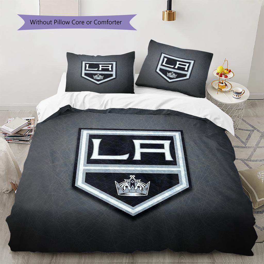 Los Angeles Kings Pattern Bedding Quilt Set Home Decoration Gift (1 * duvet cover + 2 * pillowcase without core).xwn