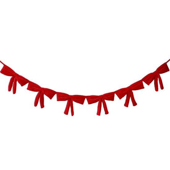 Yousheng 6Pcs Red Velvet Bow Tie Wreath Bowknot Garland Christmas Decor Home Entryway Indoor Holiday Decoration with Ropes
