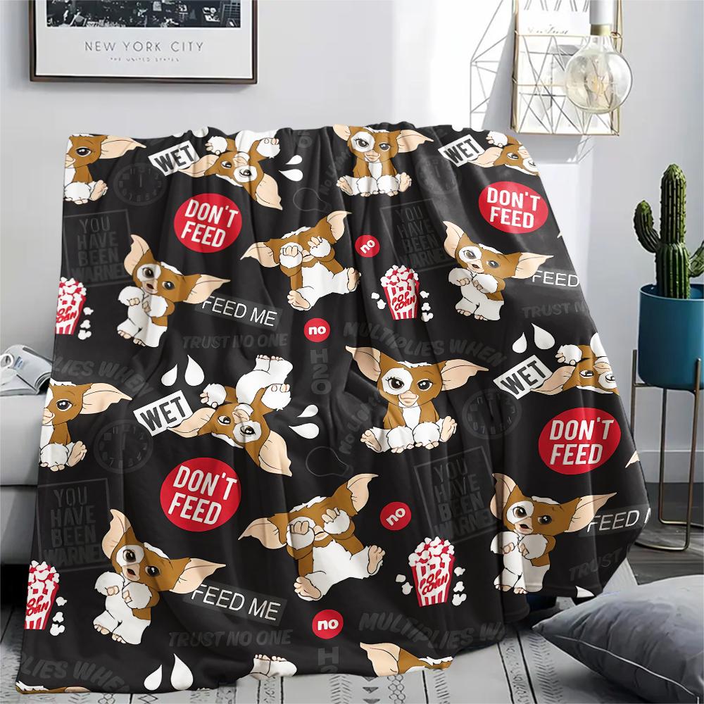 1PC Gremlins Print Flannel Blanket, High quality All Seasons, Home Decor, Warmth and Comfort, Perfect for Christmas Gifts