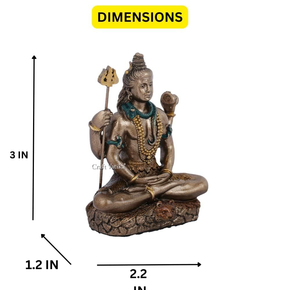 Ídolo de Lord Shiva da Índia Estátua Sentada Shiv Padmasana | Item de Presente para Casa Família e Amigos (3,1 polegadas)