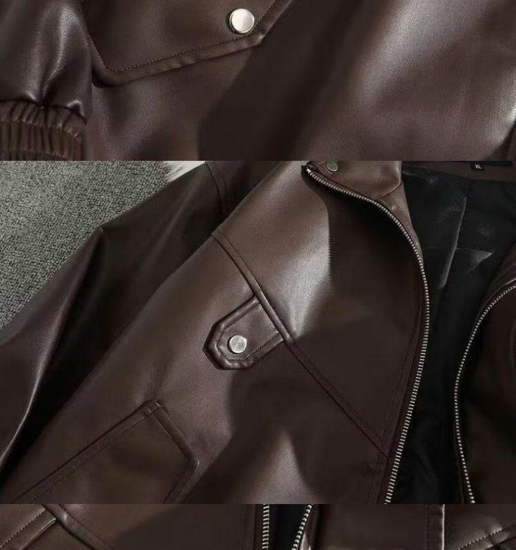 Men's High-End Retro PU Leather Motorcycle Jacket - Stand Collar, Spring/Autumn Fashion, PUNK Style.