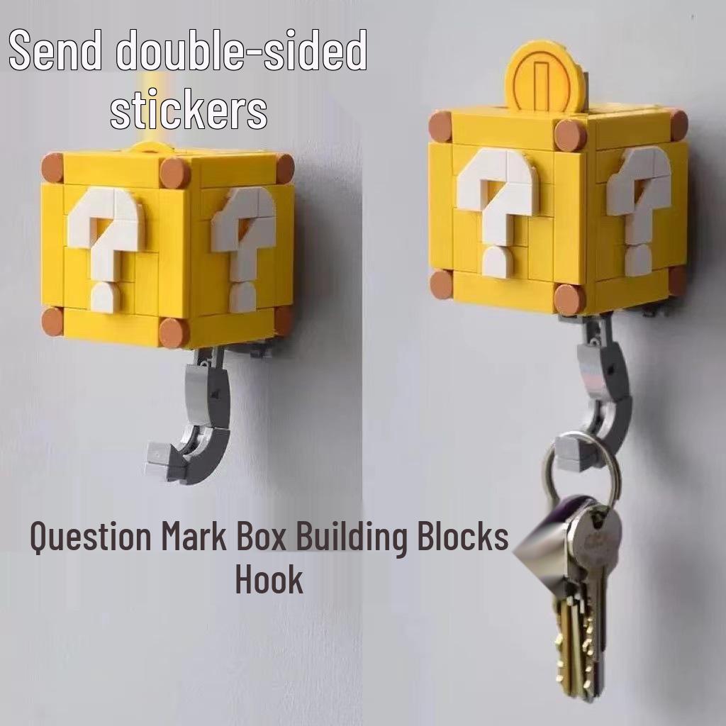 Super Mario Question Block Key Hook Ornament MOC Building Blocks Assembly Gift