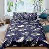 Copripiumino per Bambini con Stampa di Pesce Squalo Cartone Animato Blu e Bianco Decorazione di Lusso per la Camera da Letto di Bambini e Adolescenti Regalo Misura Queen