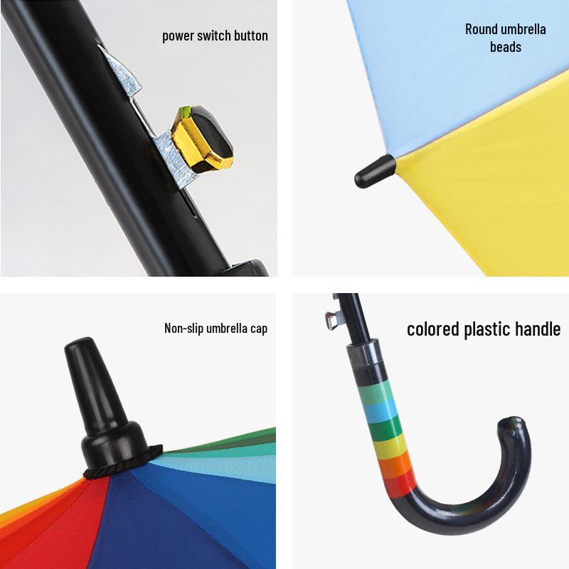16-Rib Windproof Rainbow Umbrella - Long Handle, Sun & Rain Protection, Perfect for Business & Logo Advertising