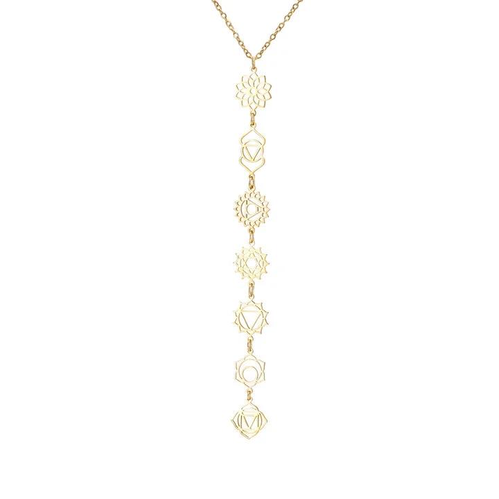 Teamer 7 Chakra Necklaces for Women Stainless Steel Gold Color Choker Yoga Meditation Energy Jewelry Birthday Gift Wholesale