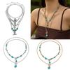 Turquoise Necklace Set Adjustable Length Clavicle Chain Fashionable Multi Layer Neckchain Accessories for Parties