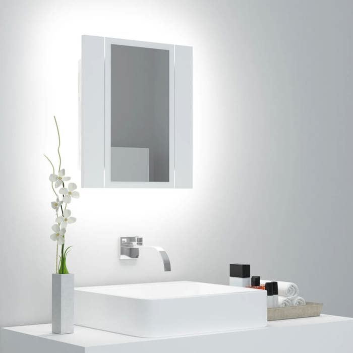 VidaXL Bathroom Cabinet with LED Mirror White 40x12x45 Cm Acrylic 804948