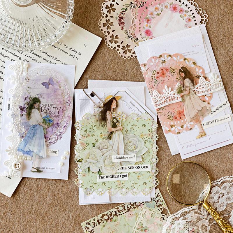 10 - Sheet Vintage Hollow Lace Decorative Paper, Intricate Lace Patterns for Hand Account Decoration and DIY Crafts