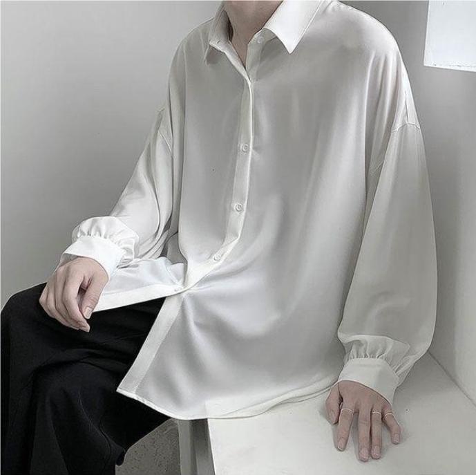 Spring Men Black Long-sleeved Shirts Men Korean Comfortable Blouses Male Harajuku Casual Loose Single Breasted Shirt