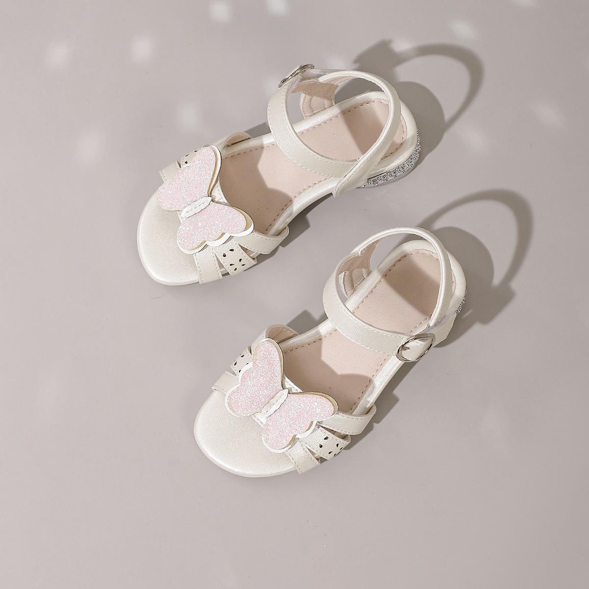 Multi-Color Butterfly Princess Sandals for Girls, Soft Sole Non-slip Summer Shoes 33 белый