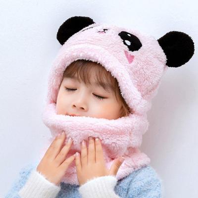 Children's All-in-One Warmer Double Character Hooded Beanie Hat