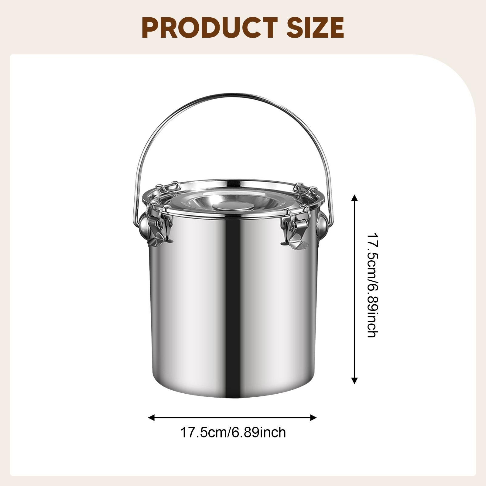 304 Stainless Steel Sealed Bucket With Buckle Sealed Transportation Bucket Oil Bucket Food Delivery Bucket for Home Restaurant