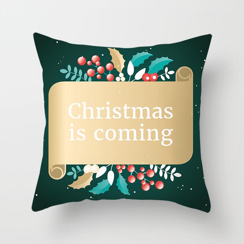 Merry Christmas Printed Pillowcase Christmas Style Cushion Cover Home Sofa Decor Throw Pillowcase